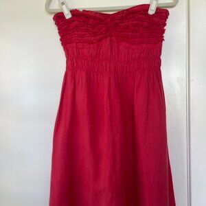 Banana Republic Strapless Mini Dress, Sweetheart Neckline, Front Ruching, Red, 0